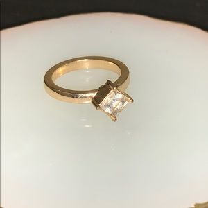 Gold plated diamond shape ring Size 7